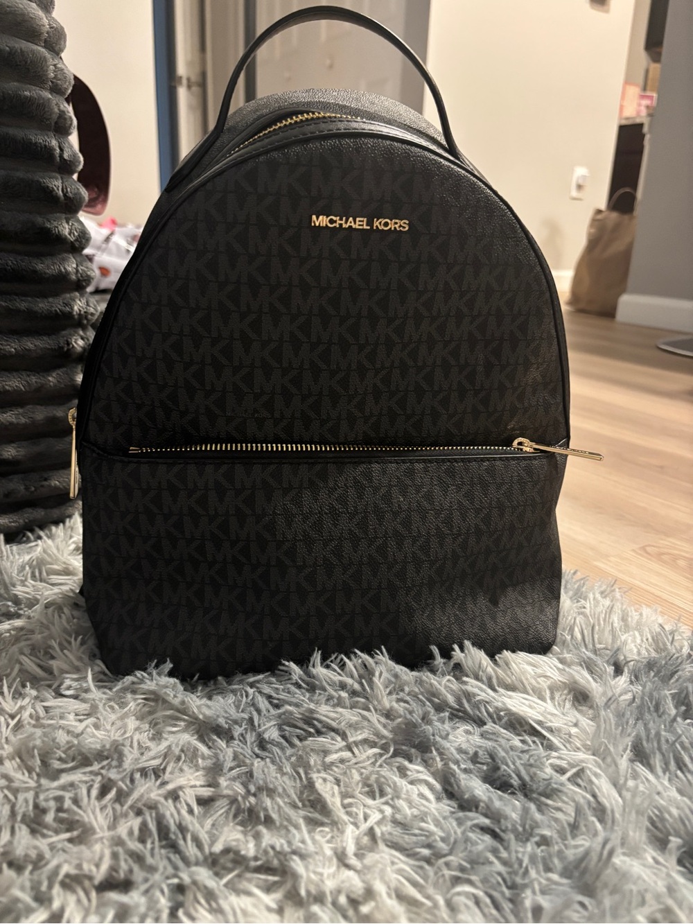 Michael Kors Black MK Logo Backpack with Gold Hardware LIKE NEW!